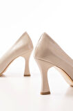 St-001 Bej Rugan Günlük 9 Cm Topuklu Kadın Stiletto Ayakkabı