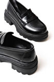 746-759 Siyah Rugan Günlük Yüksek Tabanlı Loafer Ayakkabı