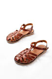 205-02 K. Kahve Ortopedik Hakiki Deri Kadın Sandalet