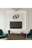 ZERAFET MODERN AHŞAP ÜZERİ PLEKSİ DETAYLI DUVAR SAATİ DEKORASYON 60 cm Siyah Gold