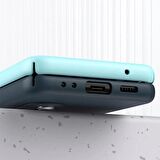 Samsung Galaxy Z Flip 4 Katlanır 2 Renkli Parmak Tutuculu Deri+Silikon Kılıf 