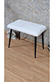 Tedy Kumaşlı 60 cm x 38 cm Siyah Sivriltme Ayaklı Oturak