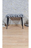 Tedy Kumaşlı 60 cm x 38 cm Siyah Sivriltme Ayaklı Oturak