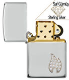 Sterling Silver Flame Emblem Dizayn Saf Gümüş Çakmak