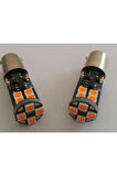 Femex 2 Adet H21W Led 12 Ledli Led BAY9S Ampul Turuncu