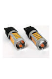 Femex T20 Çift Devre Büyük Dipsiz PY21/5W Tip 66 Ledli Mercekli Turuncu