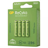 GP RECYKO 950 MAH AAA İNCE 4LÜ ŞARJLI KALEM PİL GP100AAAHCE-2EB4 (GPRHC103E001)