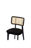 Zeus Siyah Teddy Hazeranlı Hasırlı Model Siyah Ahşap Bohem Sandalye (1 ADET)