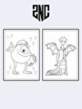 Sevimli Canavarlar (Monsters Inc) Boyama Kitabı (20 Tam Sayfa), (Sticker Hediyeli)