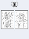 Harley Quinn & Joker Temalı Çocuklar İçin Boyama Kitabı (20 Tam Sayfa Resimli Boyama Kitabı)