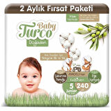Baby Turco Bebek Bebek Bezi 2 Aylık Paket 5 Numara 12-25 kg 240 Adet