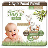 Baby Turco Bebek Bebek Bezi 2 Aylık Paket 4 Numara 8-14 kg 288 Adet