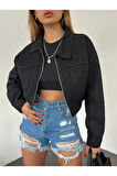 FERMUARLI CROP KOT CEKET