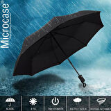 Microcase Unisex Tam Otomatik 8 Telli Rüzgar Korumalı Rüzgarda Kırılmayan Su Geçirmez Dayanıklı Şemsiye AL4663