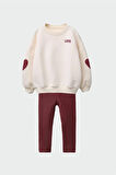 YENİ SEZON LOVE İŞLEMELİ SWEATSHIRT VE TAYT ALT ÜST TAKIM 