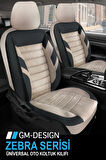 Ford C-Max  Uyumlu 5 KOLTUK TAM SET ZEBRA SERİSİ TAM SET TAY TÜYÜ OTO KOLTUK KILIFI BEJ-SİYAH