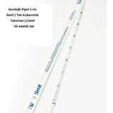 Zürih Ticaret Serolojik Pipet 5 ml Steril / Tek Kullanımlık - 50 Adetlik Set - TAKSIMAT:1/10ML