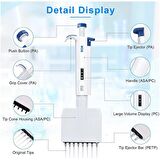 Otomatik Pipet 8 Kanallı 50-300ΜL - Artım:5ul - Yarı Otoklavlanabilir - Ayarlanabilir Hacimli