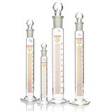 Cam Çalkalamalı Mezür 250ml - Cam Tıpalı Sertifikalı -  Taksimat Aralığı:2.0 ml - 100% Borosilikat