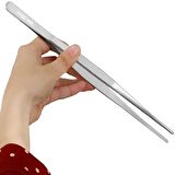 Penset 30cm Paslanmaz Çelik - Aşçı Cımbızı Düz-Küt Uç - Kimyasal ve Isıya Dayanıklı