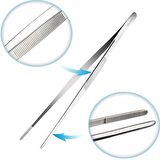 Penset 30cm Paslanmaz Çelik - Aşçı Cımbızı Düz-Küt Uç - Kimyasal ve Isıya Dayanıklı