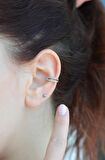 Gümüş Renkli Sıkıştırmalı Kıkırdak Küpesi Zirkonlu Earcuff