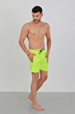 Erkek Fermuarlı Cepli Deniz Şortu Neon Yeşil
