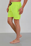 Erkek Fermuarlı Cepli Deniz Şortu Neon Yeşil