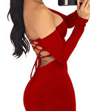 Sırt Dekolteli Straplez Mini Elbise