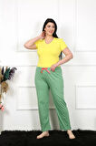 Kadın Pamuklu Büyük Beden Alt Pijama Yeşil