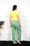Kadın Pamuklu Büyük Beden Alt Pijama Yeşil