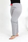 Kadın Pamuklu Büyük Beden Alt Pijama Gri