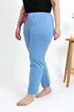 Kadın Pamuklu Büyük Beden Alt Pijama Mavi