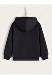 Kız Çocuk Siyah Kalpli Kelebekler Kalp Baskılı Sweatshirt