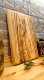 F&S WoodArt Zeytin Ağacı Doğal Ahşap Kesme Sunum Mutfak Tahtası Büyük boy 40 x 27,5 cm