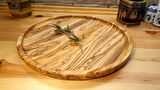F&S WoodArt Zeytin ağacı doğal ahşap tepsi kahve sunumluk servis tabak 40 cm