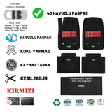 Seat ea XL 2012 UYUMLU HAVUZLU ÜNIVERSAL YENİ NESİL PLUS PASPAS SİYAH - KIRMIZI