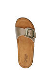 SIB213610 Kifidis-Natura Kadın Anatomik Deri Terlik 36-41 Altın/Gold