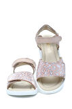 S24V026 Kifidis-Kids Kız Çocuk Deri Sandalet 24-30 Pudra Leopar Desenli