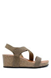 K14883 Kifidis Soft Step Kadın Dolgu Topuklu Mantar Sandalet 36-41 Bronce/Bronz