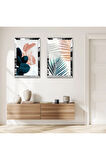 GÜMÜŞ AYNALI PLEKSİ ÇERÇEVELİ RENKLİ YUVARLAK MODERN SOYUT ŞEKİLLER İKİLİ MDF TABLO SETİ