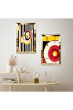 GOLD AYNALI PLEKSİ ÇERÇEVELİ MİNİMALİST ŞEKİLLER İKİLİ MDF TABLO SETİ