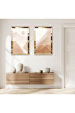 GOLD AYNALI PLEKSİ ÇERÇEVELİ MODERN DAĞ MAZARALI MODERN İKİLİ MDF TABLO SETİ