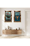 GOLD AYNALI PLEKSİ ÇERÇEVELİ AFİŞ İKİLİ MDF TABLO SETİ