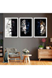 Siyah Ahşap Çerçeveli Hayvanlar Alemi Tablo
