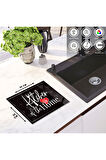 Cam Kesme Tahtası "Kitchen Is Of The Home" Yazılı