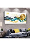 Kolaj Çizim 100 X 50 Cm Saatli Kanvas Tablo