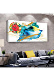 Renkli 100 X 50 Cm Saatli Kanvas Tablo