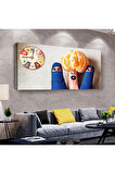 Sevimli Parmaklar 100 X 50 Cm Saatli Kanvas Tablo