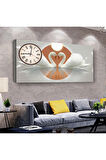 Aşk Kuğuları 100 X 50 Cm Saatli Kanvas Tablo